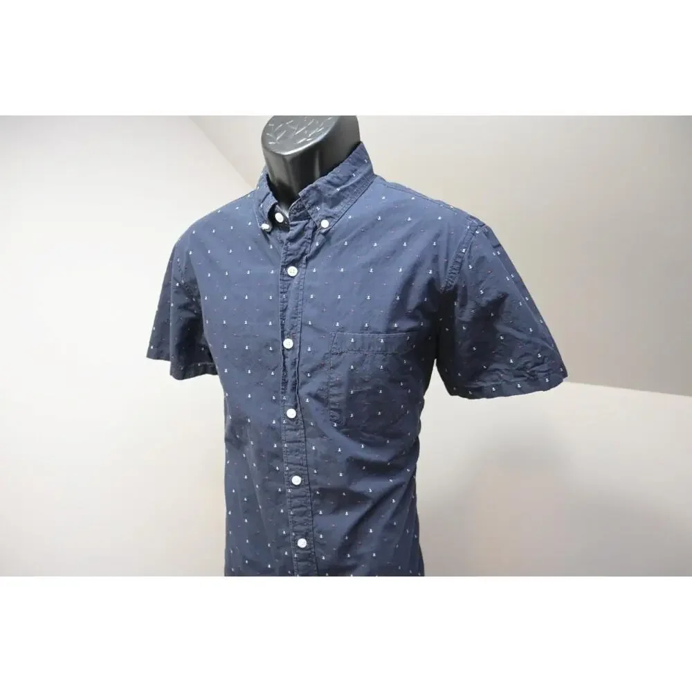J Crew Mercantile Casual Dress‎ Shirt Anchors Button Up Mens Size Medium